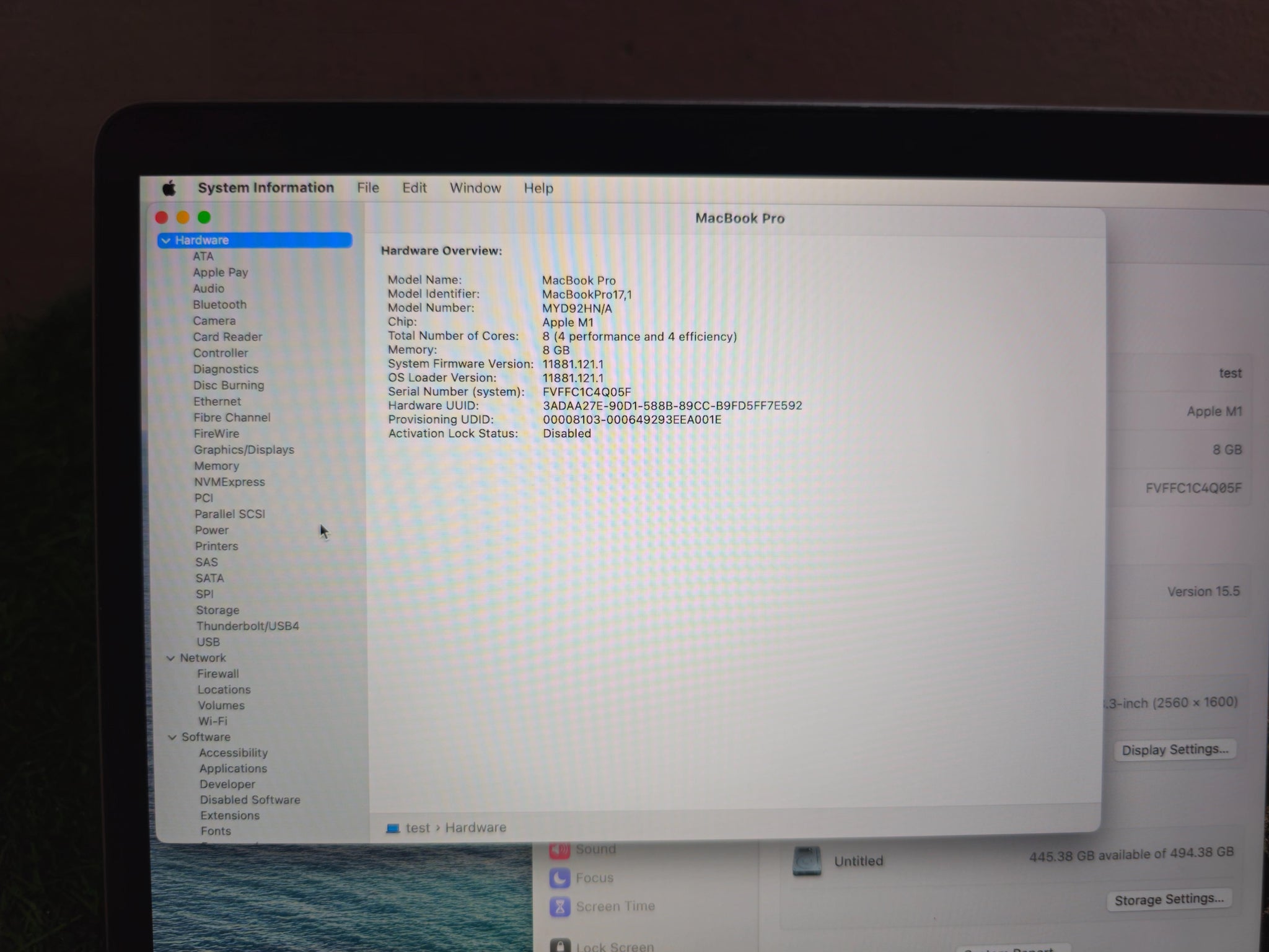 MacBook Pro M1, 8GB RAM, 512GB Storage, 13.3-inch Retina Display (Battery cycle: 277)