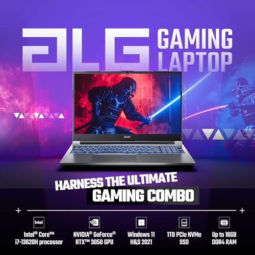 Acer ALG, Intel Core i7-13th Gen 13620H Processor, NVIDIA GeForce RTX 3050-6GB(16GB/512GB) FHD, 39.62cm(15.6"), 144Hz, Windows 11 Home, Steel Gray, 1.99KG, AL15G-53, Premium Metal Body,Gaming Laptop