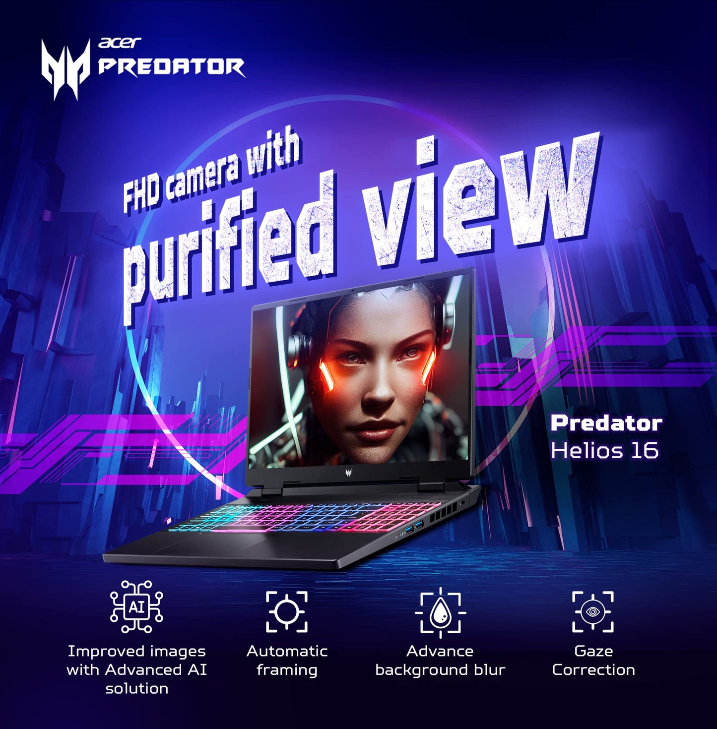 Acer Predator Helios Neo 16 Gaming Laptop 13th Gen Intel Core i7 Processor (16 GB/1 TB SSD/Windows 11 Home/NVIDIA® GeForce RTX™ 4050) PHN16-71, (16") WUXGA Display