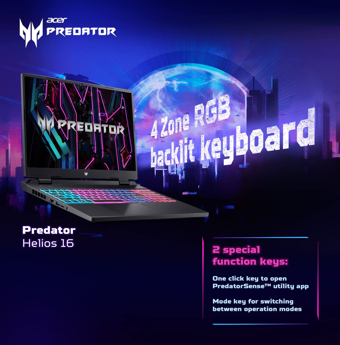 Acer Predator Helios Neo 16 Gaming Laptop 13th Gen Intel Core i7 Processor (16 GB/1 TB SSD/Windows 11 Home/NVIDIA® GeForce RTX™ 4050) PHN16-71, (16") WUXGA Display