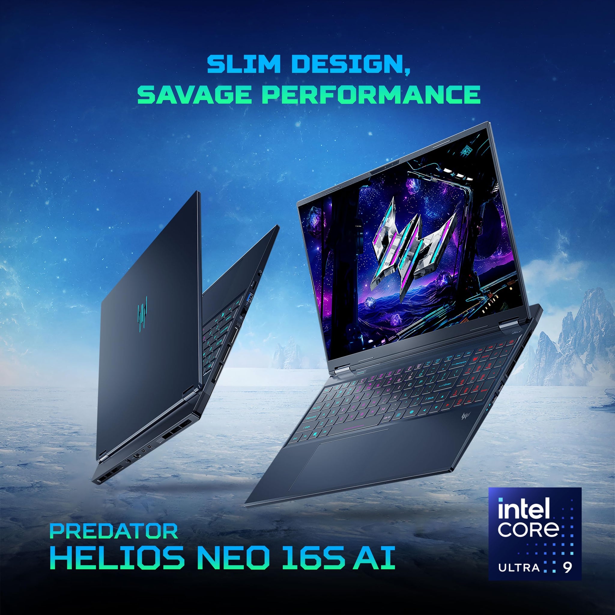 acer Predator Helios Neo16S AI, Intel Ultra 7 255HX Processor,RTX 5060-8 GB GDDR7,16 GB/1 TB, WQXGA OLED, 16.0"/40.64 cm, 240Hz, Win 11 Home,Abyssal Black,2.3 kg,PHN16S-71,RGB KB,Gaming Laptop