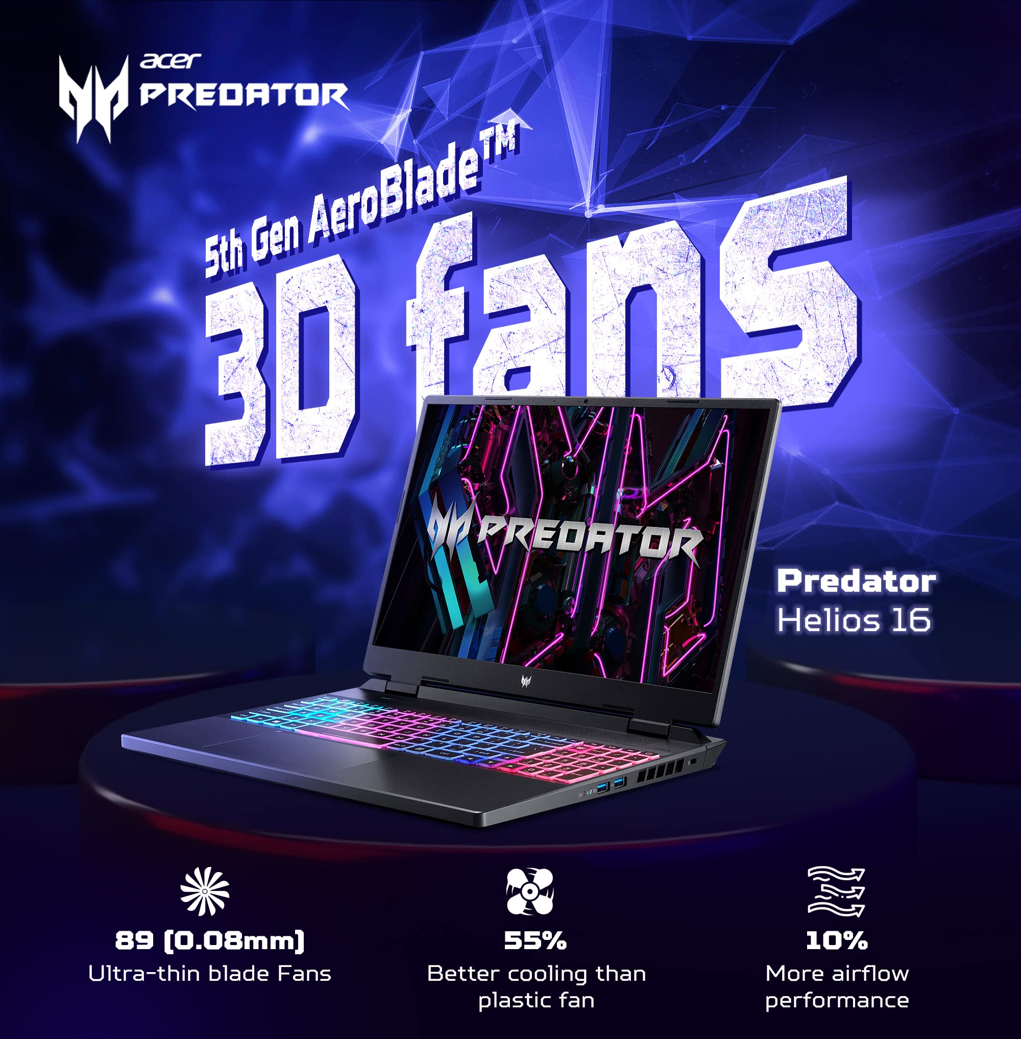 Acer Predator Helios Neo 16 Gaming Laptop 13th Gen Intel Core i7 Processor (16 GB/1 TB SSD/Windows 11 Home/NVIDIA® GeForce RTX™ 4050) PHN16-71, (16") WUXGA Display