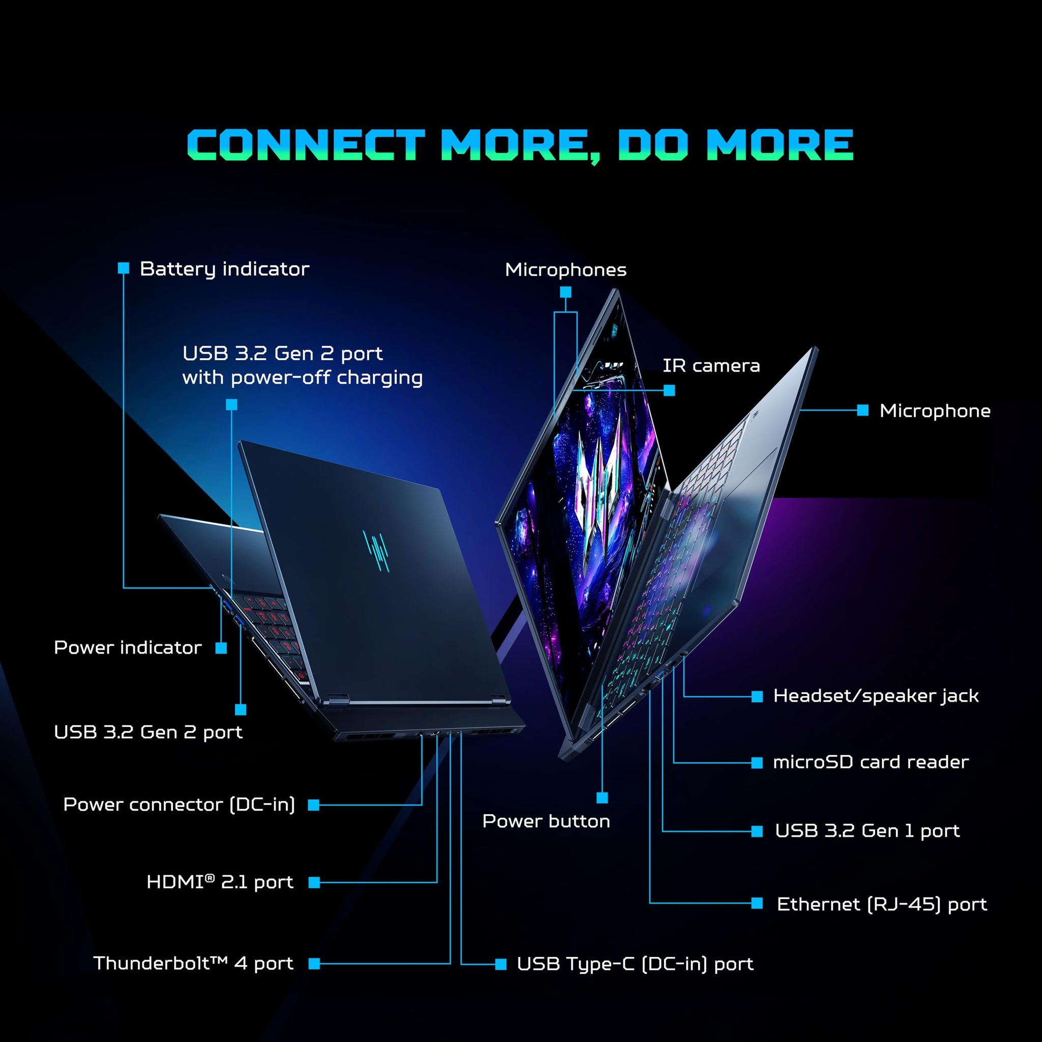 acer Predator Helios Neo16S AI, Intel Ultra 7 255HX Processor,RTX 5060-8 GB GDDR7,16 GB/1 TB, WQXGA OLED, 16.0"/40.64 cm, 240Hz, Win 11 Home,Abyssal Black,2.3 kg,PHN16S-71,RGB KB,Gaming Laptop